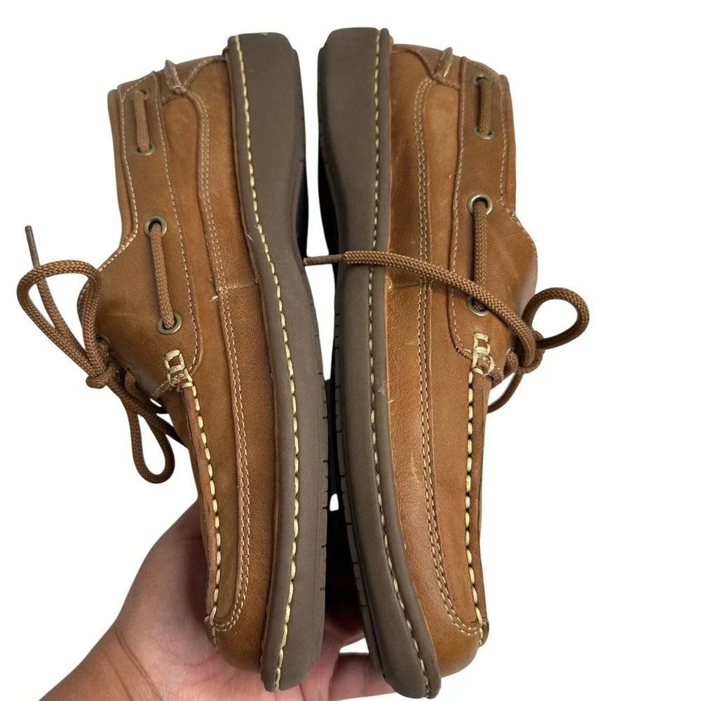 Nunn Bush Y2K Brown Leather Deck Boat Shoes Comfort Gel Men's 9M Preppy Casual